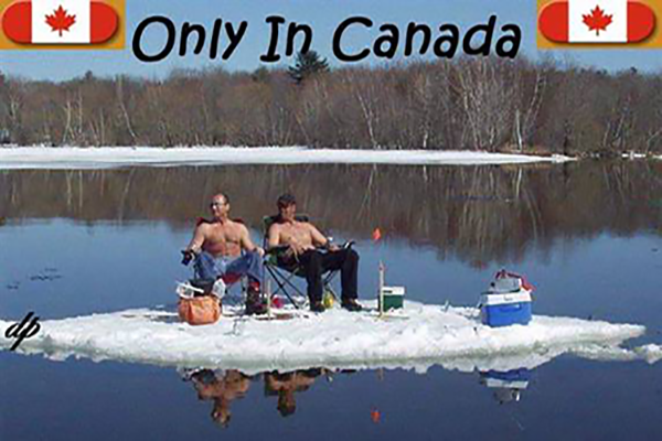 two men fishing on an ice floe